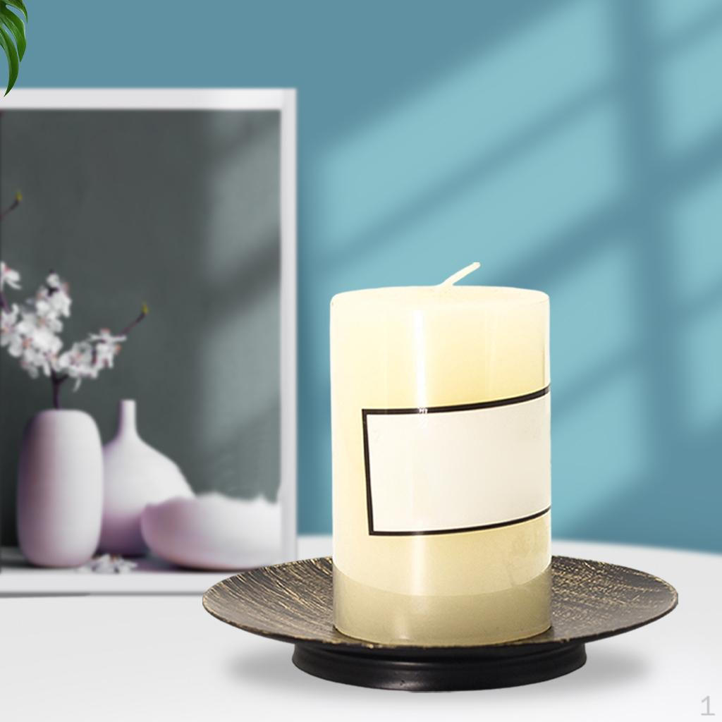 

Retro Candle Holders Plate Black of 2 Candlestick for Pillar Candles Tea Light Party