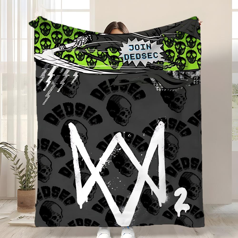 Watch Dogs 2 Throw Kid-Friendly Flannel Throw Blanket Soft Warm Anti-Static Washable All Season