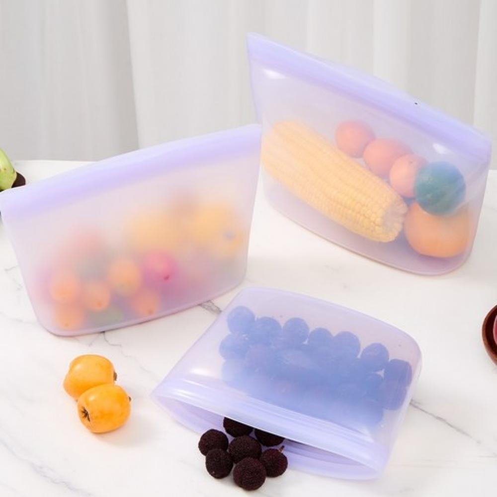 MARCH HOME Reusable Silicone Zipper Food Storage Bag Set Purple 1L + 1.5L + 2L