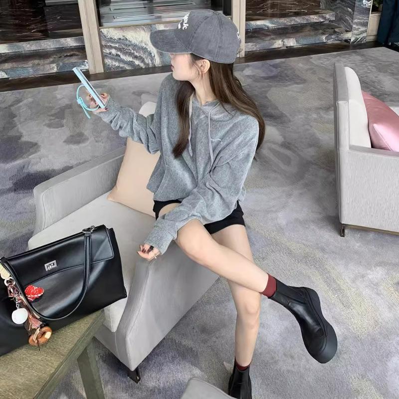 Stylish shoes splicing small round head lazy thick sole one pedal thin short boots women
