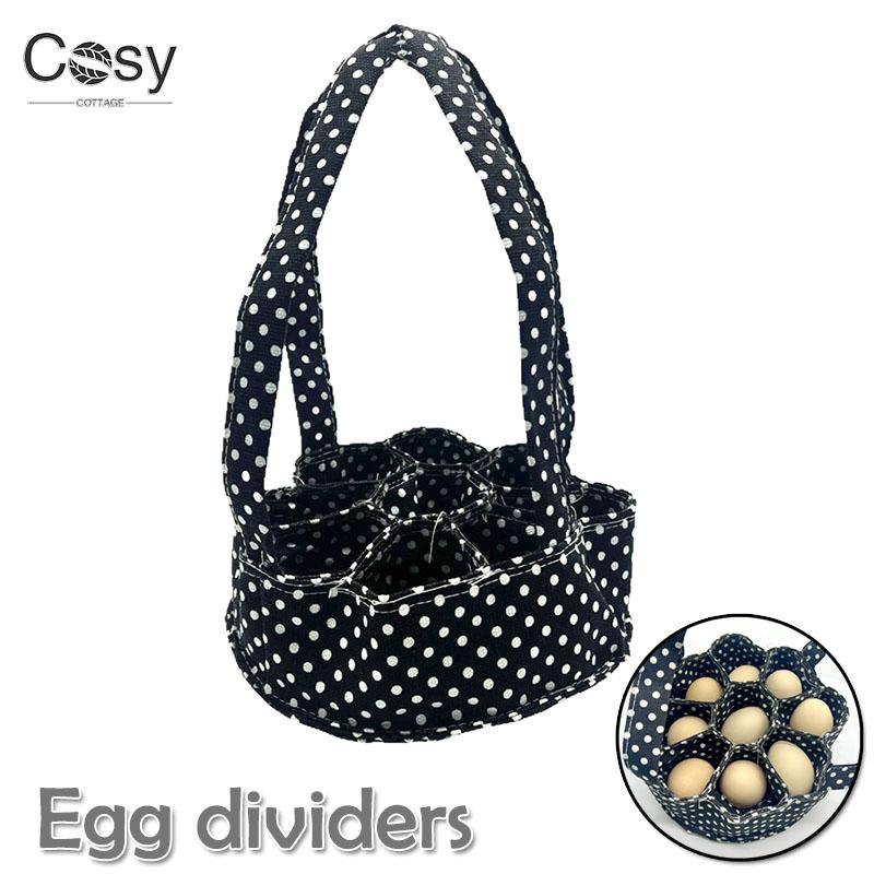 Portable Eggs Collecting Basket with 9 Pouches | Kitchen Storage Container For Chicken Hen Duck Eggs Canvas Bag Egg Dividers