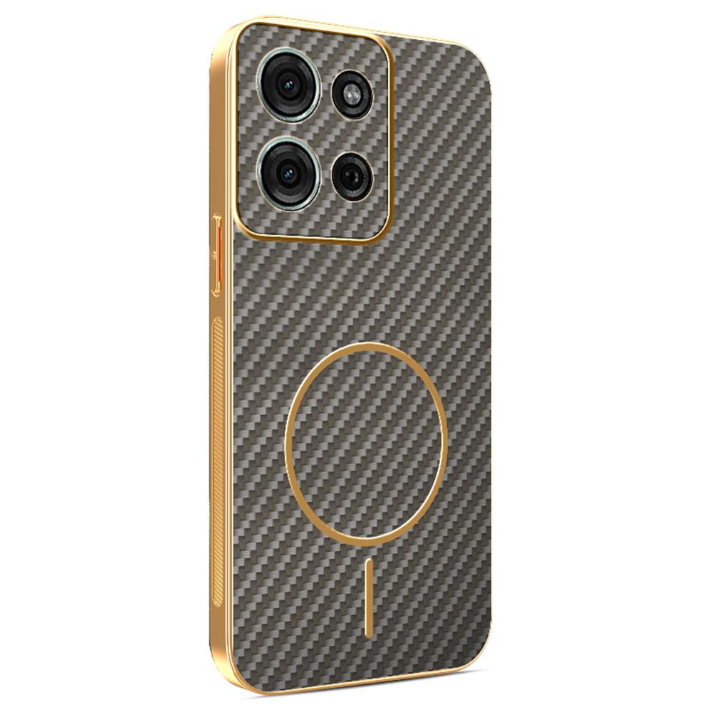 For Motorola Moto G75 5G Phone Case Carbon Fiber Textured Electroplated TPU Back Cover