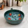 Durable Ceramic Wash Basin Self Rinsing Bowl, with Hollow Drain Holes, Swirl-Flow Berry Kitchen Draining Bowl Washing Fruit Rinse for Counter