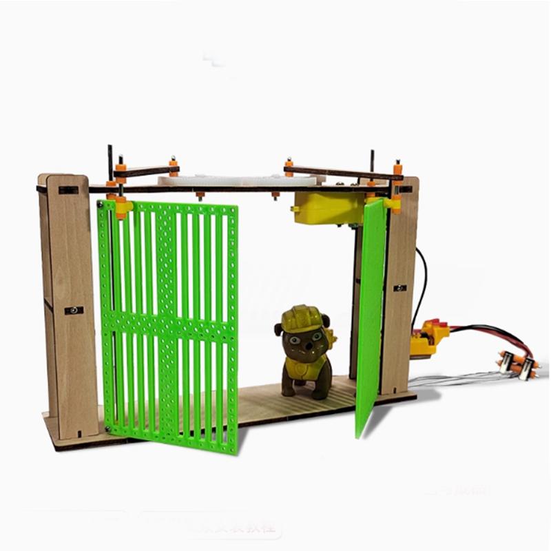 Kinder Wissenschaftsspielzeug Technologie Gadget Elektrisches Tür Modell Physik DIY 3D Puzzle Lern Pädagogische Spielzeuge für Kinder Y5204YY- green