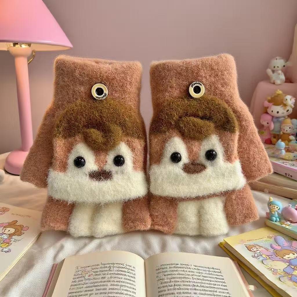 

Зимние мультяшные варежки-митенки с пингвинами для студентов: Полупалые, Защищающие от холода для мужчин, женщин и детей One Size