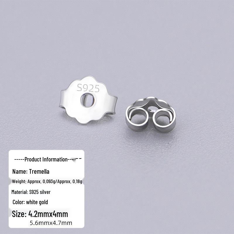 S925 Sterling Silver Ear Studs and Backs - Exquisite Silver Earrings and Hooks Accessories S925 Sterling Silver Back (Pair)