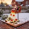Decorative Iron Garden Stakes Santa Sleigh Figurine Light, Solar Powered Christmas Stake Festive Holiday Lawn Ornaments Pouring Gifts Stars Light for