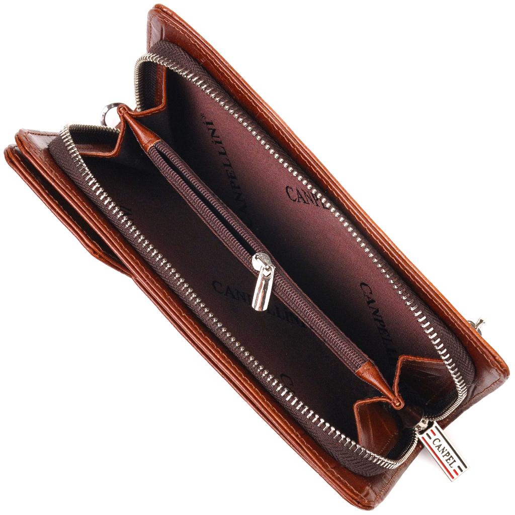 Practical Women's Wallet Made of Genuine Textured Leather CANPELLINI Wallet 21544 Brown