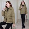 2025 casual down cotton jacket women's solid color thickened small cotton jacket hooded loose padded jacket jacket