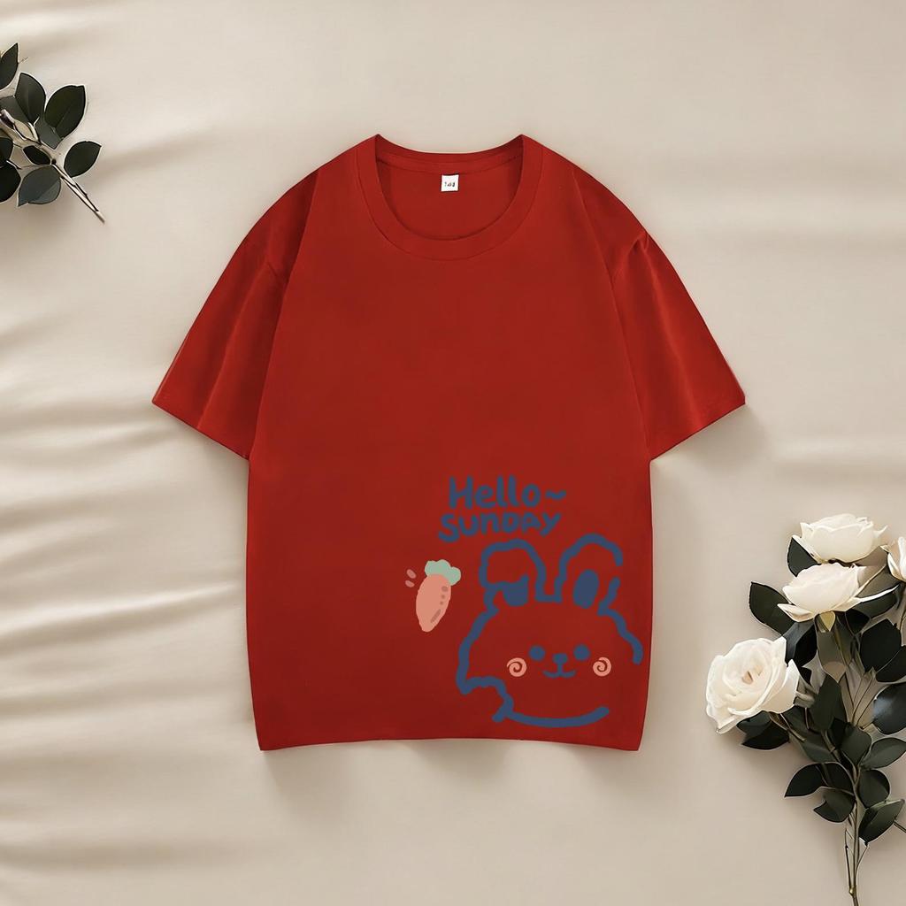 Heavyweight 220g Children's Combed Cotton Cartoon T-Shirt - Short Sleeve, Casual Trendy Top for Boys and Girls