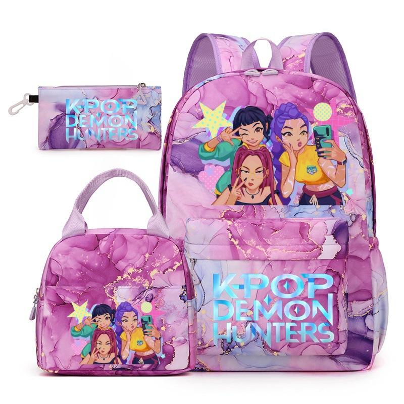 KPop Demon Hunters Student Backpack Crossbody Bag Casual Pencil Case Set of 3 Fashion Trendy Unisex
