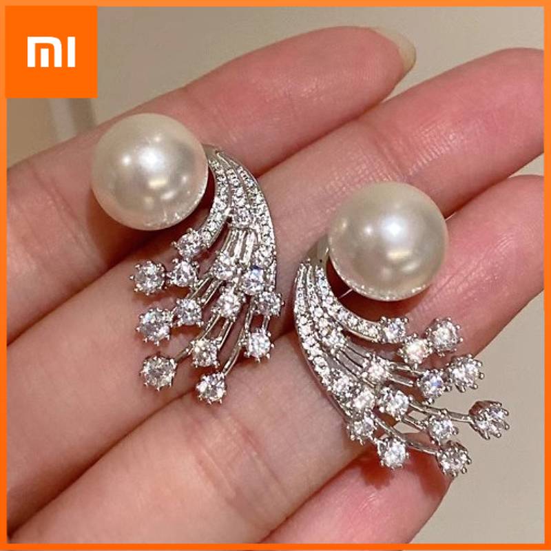 Xiaomi Huitan Aesthetic Meteor Design Lady Stud Earrings Imitation Pearl Elegant Party Wedding Accessories Trendy Jewelry with Shiny CZ