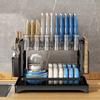 1 set of double-layer bowl and dish storage racks with cup holders, large capacity, suitable for kitchens, restaurants, etc