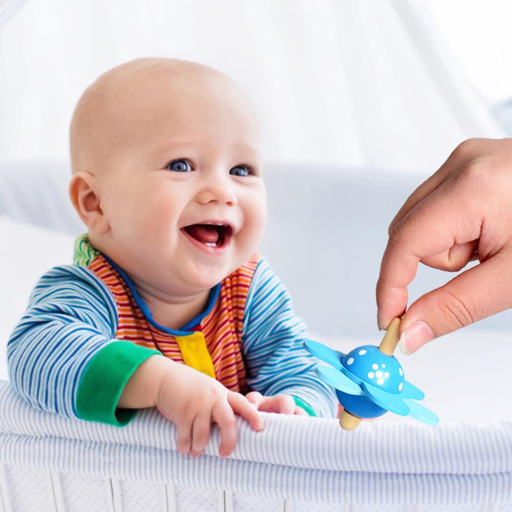 4 Pcs Colourful Flower Spinning Top for Kids Novelty Wooden Spinning Top Childern Gift