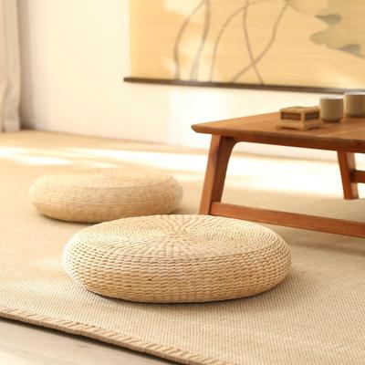 Kulatý tatami polštář v japonském stylu, jóga, meditace, podlahové polštáře, ručně vyráběný polštář, přírodní sláma, dekorace, podložka na sezení