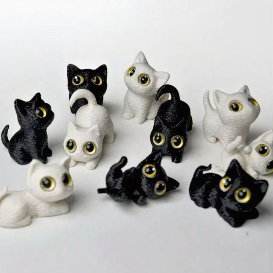 Mini Cartoon Anime Kitten Toy Statue 3D Printing Toy Desktop Decoration Small Ornament Cute Pet Cat Series Children Toy Gift