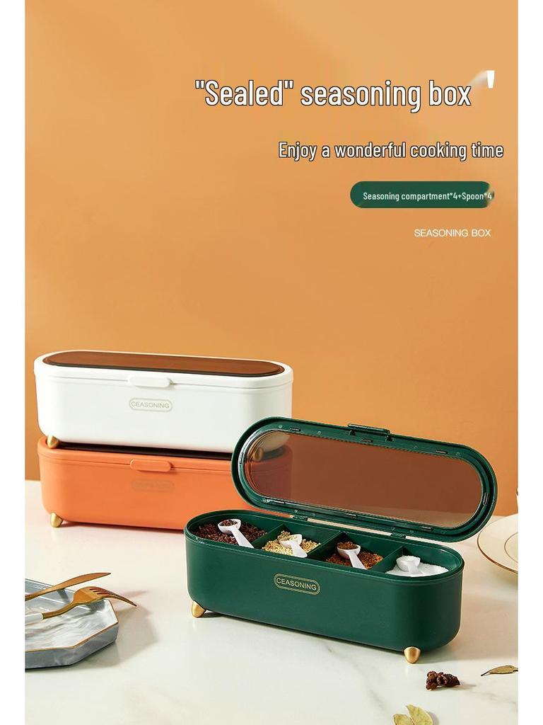 New Multi-Grid Seasoning Box Set: Sealed Kitchen Storage for Salt, MSG, and More