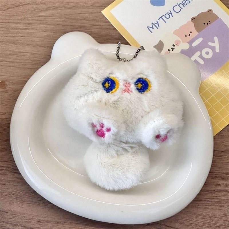 Adorable Plush Cat Doll Brooch Charm Cute Bear Rabbit Backpack Accessory Gift Ideal For Kids