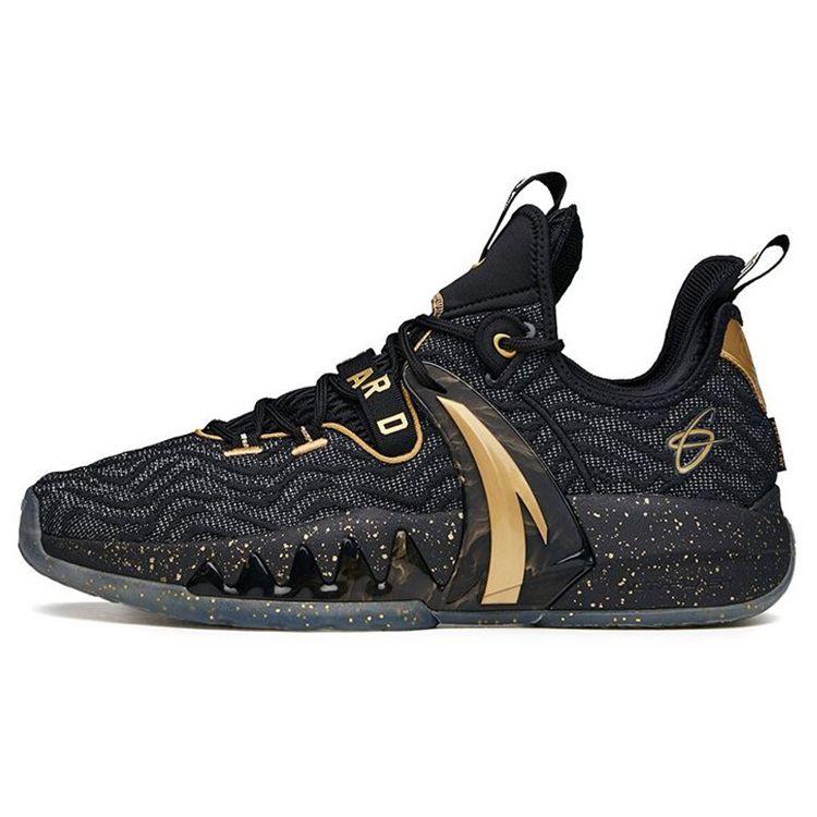 Anta GH2 Men Low Top Basketball Shoes Black Golden 112131103-2 42