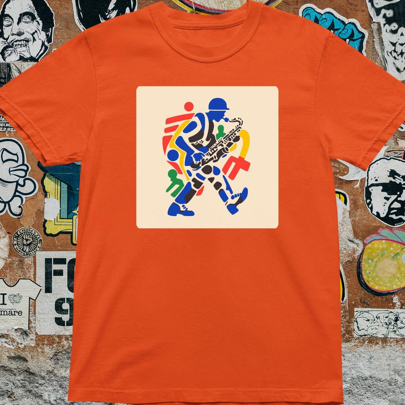 Jazz Saxophone Graphic T-Shirt: Colorful Abstract Art, Music Festival Top 2XL