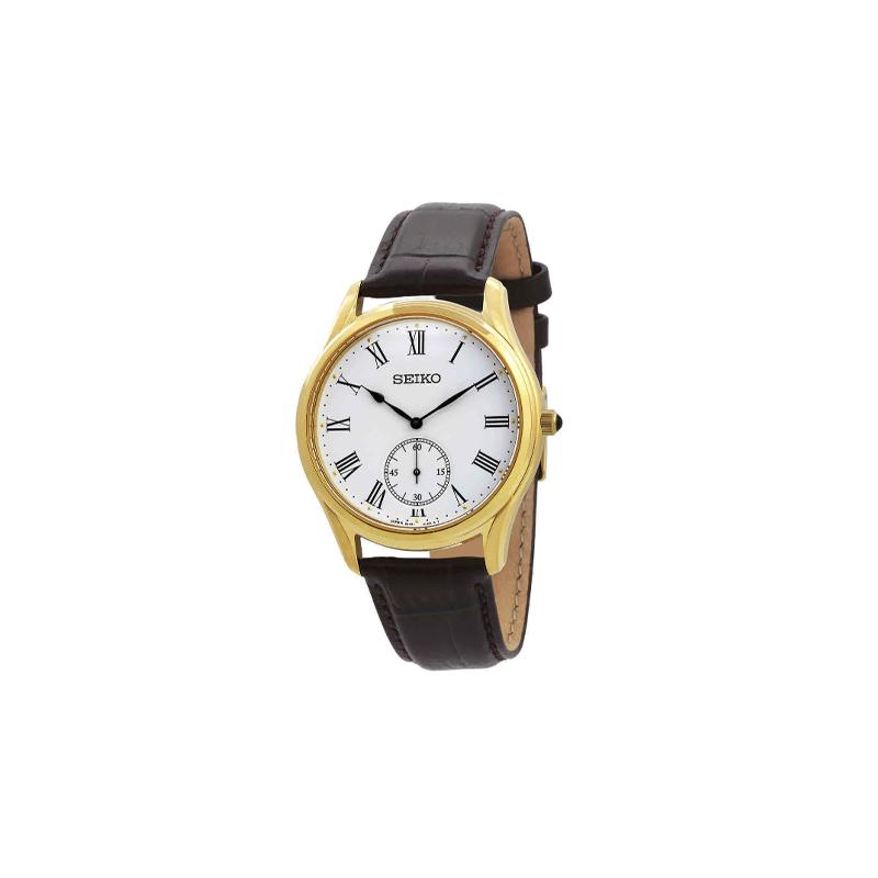 SEIKO 50 meters waterproof Quartz cowhide strap men s watch white dial SRK050P1 синий