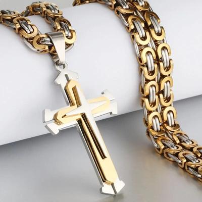 Trendy Punk Rock Ritter Kreuz Anhänger Halskette Für Männer Edelstahl Kette Halskette Männlichen Punk Halsketten Schmuck Geschenk