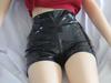Women's High-Waisted Mirror PU Leather Shorts, Sexy Nightclub Three-Quarter Pants (S-3XL).