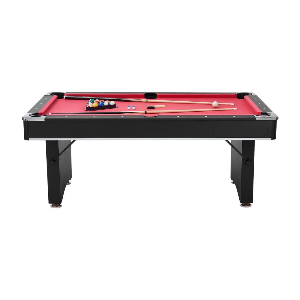 Pool Table, 183cm Portable Billiards Tables, Adjustable Feet Stable Game Table, Entertainment Set Includes Ball, Cue, Rack, Chalk and Brush, Black