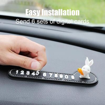 Car Temporary Stop Sign Multifunctional Cartoon Bunny Phone Number Temporary Parking Card Prompt License Plate Decoration