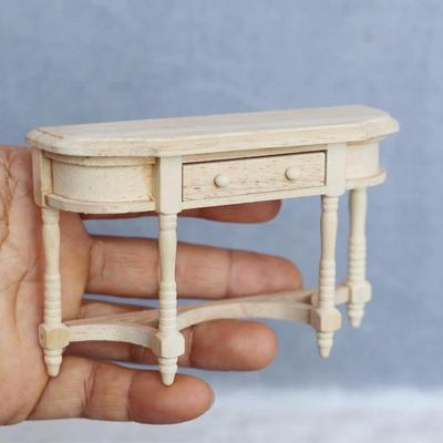 1/12 Scale Miniature Wooden Half Round Table Model Ornament - DIY Miniature Photography Props- Seasonal Decor - Perfect Gift