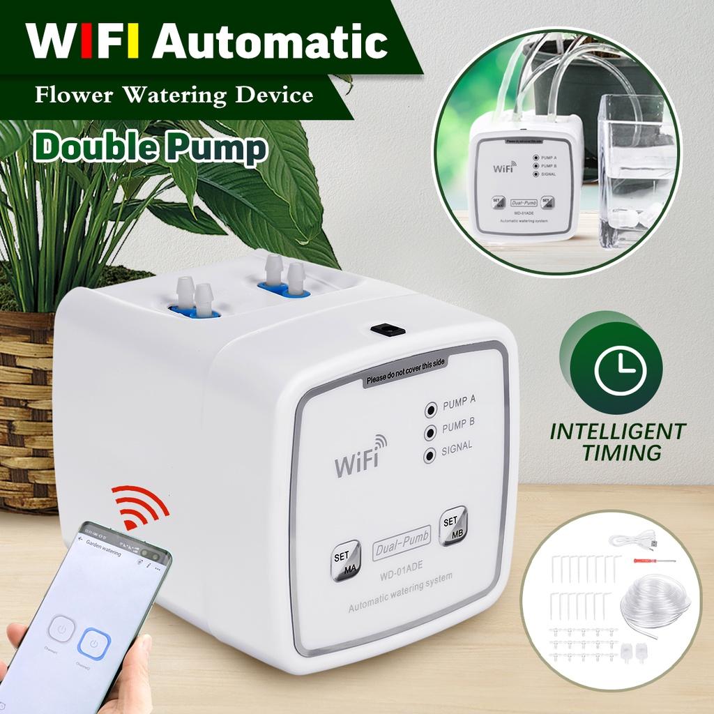 Double Pump Intelligent Garden Watering Device Mobile APP Control Automatic Drip Irrigation Flowers Plant Home Sprinkler Kit New 3.6W