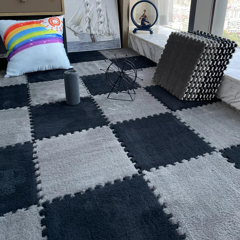 Měkká plyšová dětská podložka Dětské hračky Eva pěnový puzzle koberec Teplé dětské hrací podložky Proplétané koberce Dětský koberec 30*30*1cm