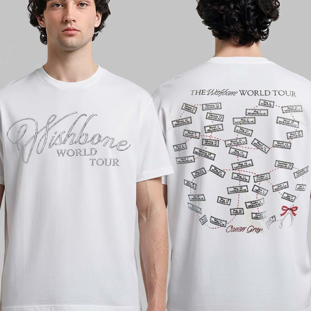 Conan Gray Wishbone World Tour Merch 2026 Tour Map Dates Tshirt Unisex T-Shirt XXL