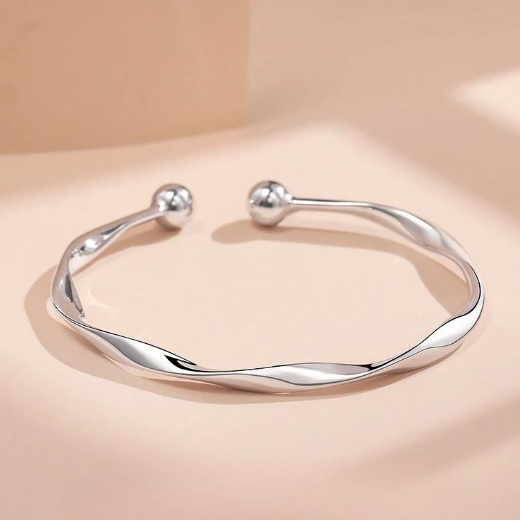925 Silver Flower Bracelet For Women Original Texture Adjustable Solid Bracelets Light Luxury Party Jewelry