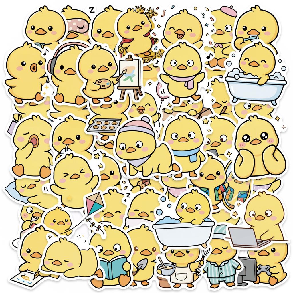 50 Cute Little Yellow Duck Stickers Diy Storage Box Suitcase Mobile Phone Stickers Cartoon Decoration