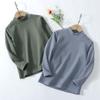 Half-Turtleneck Base Layer Shirt, Long-Sleeved T-Shirt for Boys and Girls, Striped Warm Top for Older Children, Autumn and Winter Children's Clothing