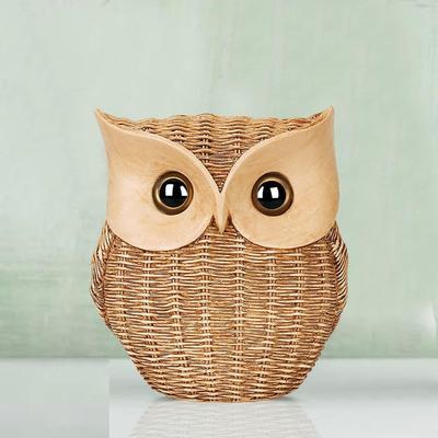Nowoczesna, elegancka figurka żywiczna Lucky Owl Art | Piękny wystrój domu (Brązowy, Opakowanie 1 szt.)