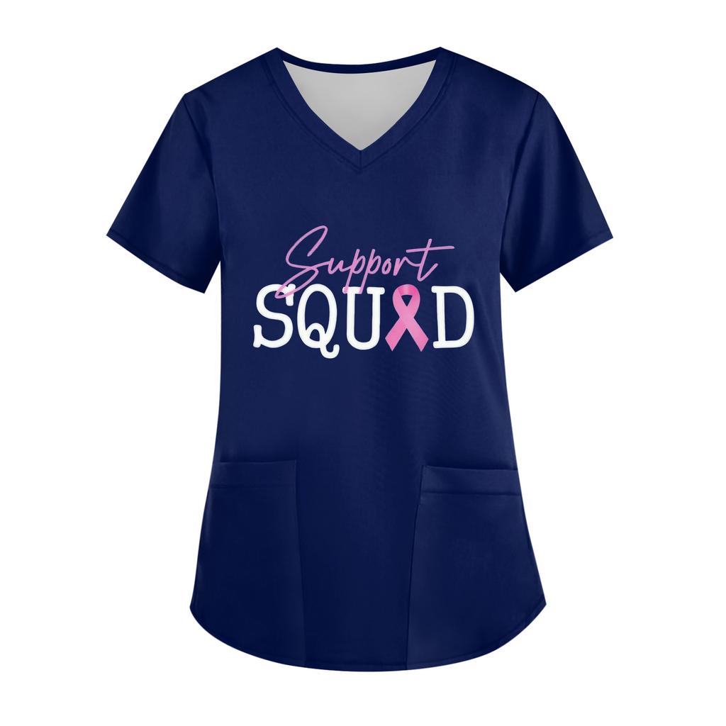 Women's V-Neck Short-Sleeve Pocketed Top With Side Slit