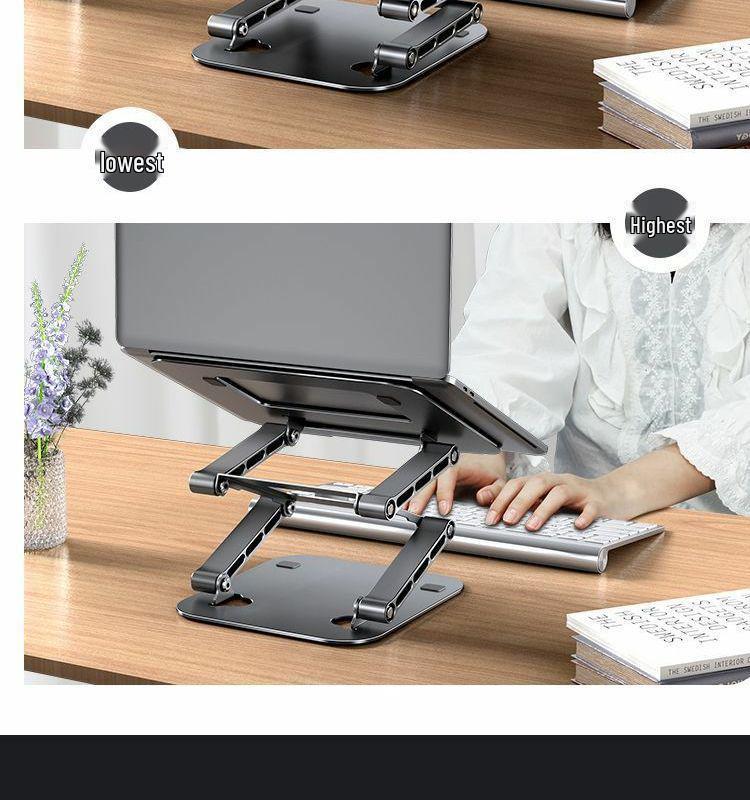 Three-Tier Foldable Carbon Steel Computer Stand with Lifting Heat Dissipation, Multifunctional Design