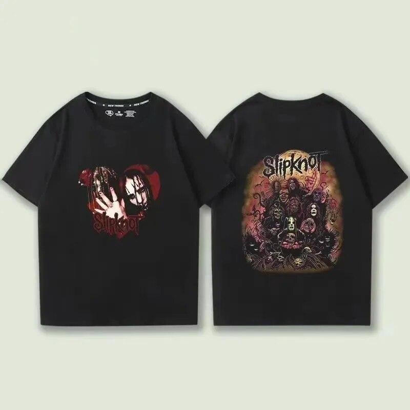 Slipknots Heavy Unisextal Band Tričko s potiskem Unisex Bavlněné tričko Hudební Grafika Tričko Harajuku Streetwear Nadměrná trička Unisex