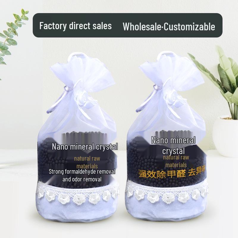 Nano Mineral Crystal Car Air Freshener - Bamboo Charcoal Bag for Odor Absorption and Deodorization