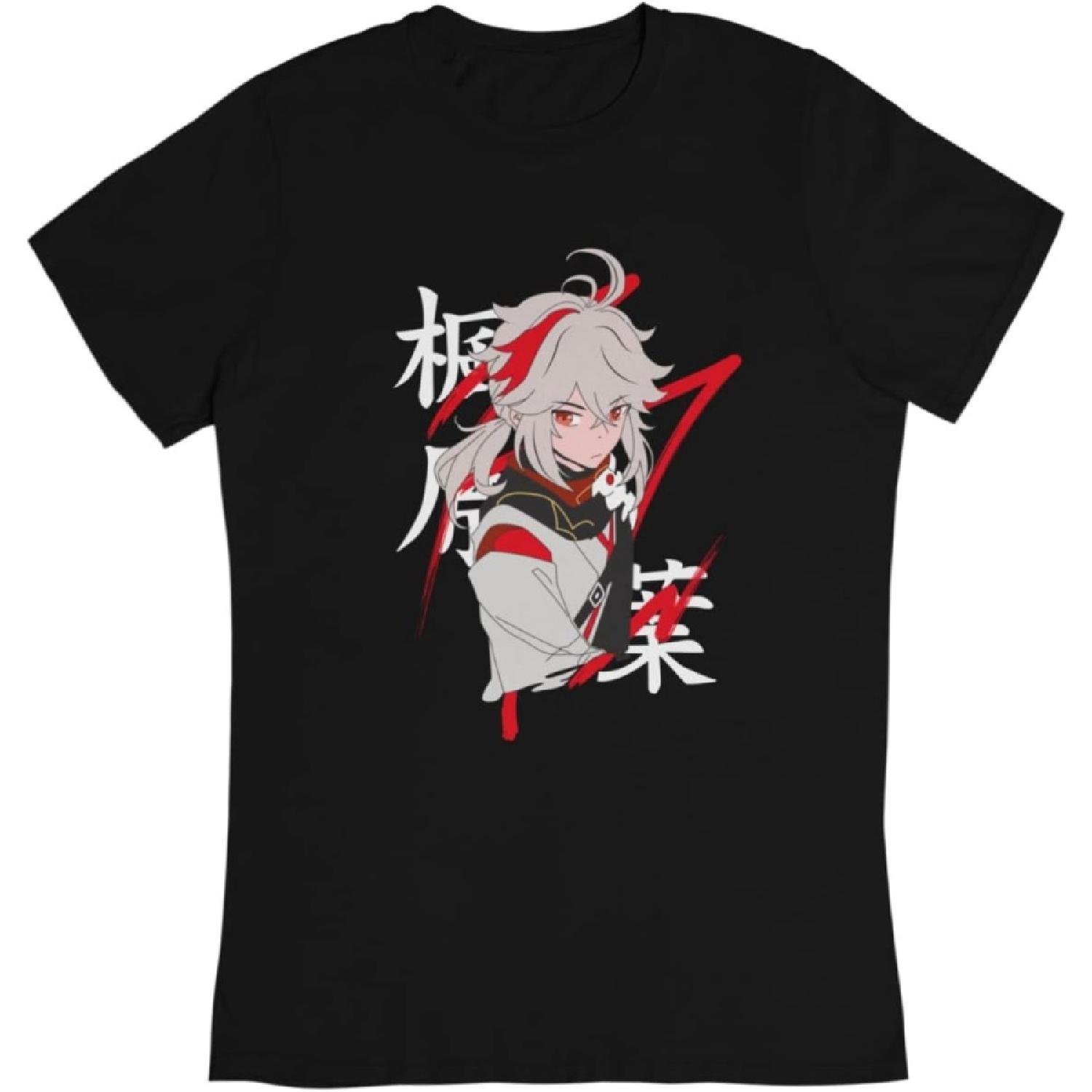 Футболка Казуха Genshin Impact - Аниме Манга Графическая футболка Черная Средняя XXXXXL разноцветный