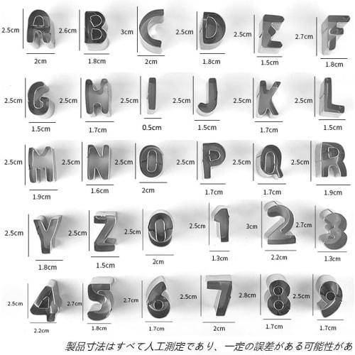 36-Piece Set of No-Brand Cookie Cutter, Alphabet, Number, and Symbol Cookie Cutter, Stainless Steel, for Kitchen, Lunch Boxes, Ornaments, and Baking,