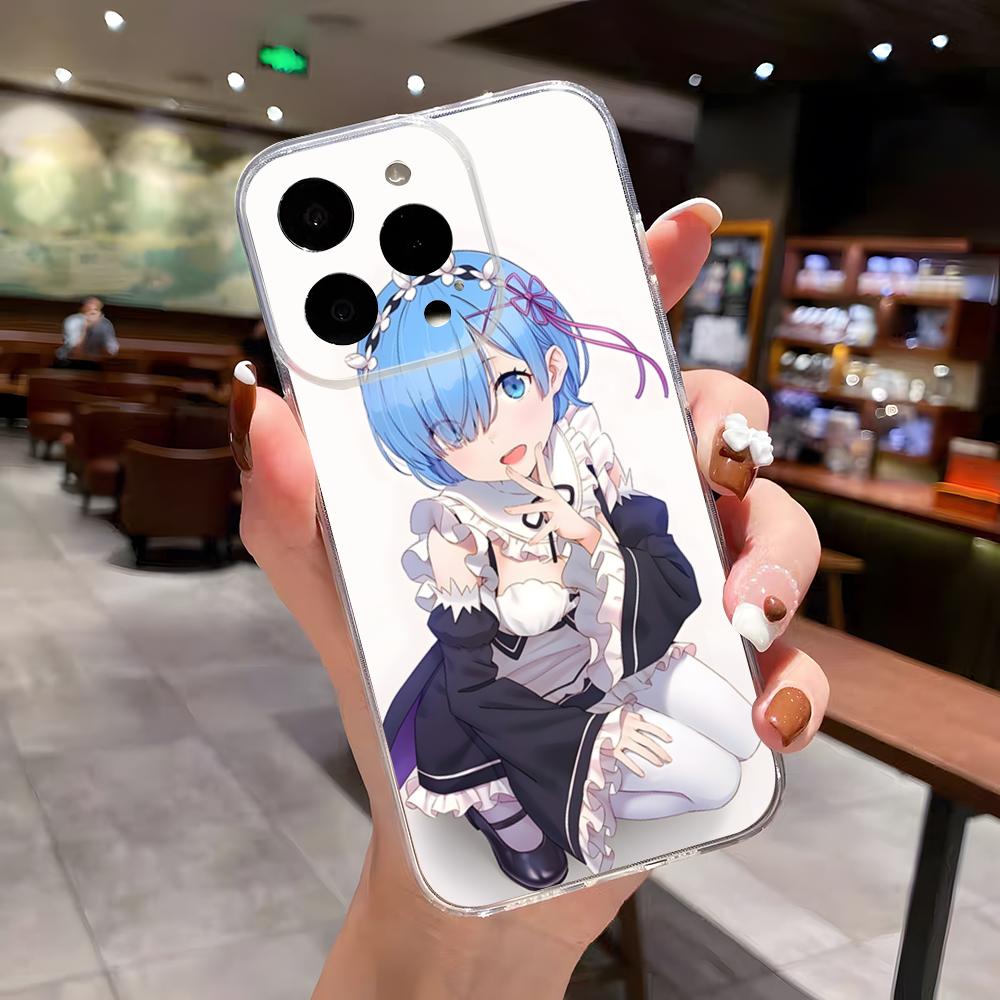 Re Zero Rem Emilia Phone Case For IPhone 17 Air 16 E 15 14 13 12 Mini 11 Pro Max Anti Transparent Drop Cover