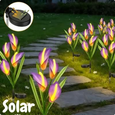 Creative Solar Calla Flower Lamp Waterproof Colorful Garden Floor Lamp Realistic Landscape Lawn Lamp Cordless Outdoor Path Yard Patio Decor