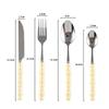 Set of 4 Ceramic Pearl Handle Cutlery Set Knife Fork Spoon Creative Cute Soup Spoon Western Food Steak Knife Spoon and Fork Set