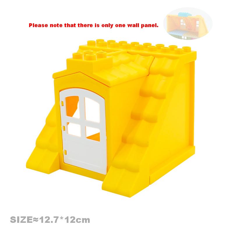 Große Bausteine Haus Zubehörteile Dach Fenster Wand Konstruktion Zusammenbauen Duplo Steine Lernspielzeug für Kinder Geschenk