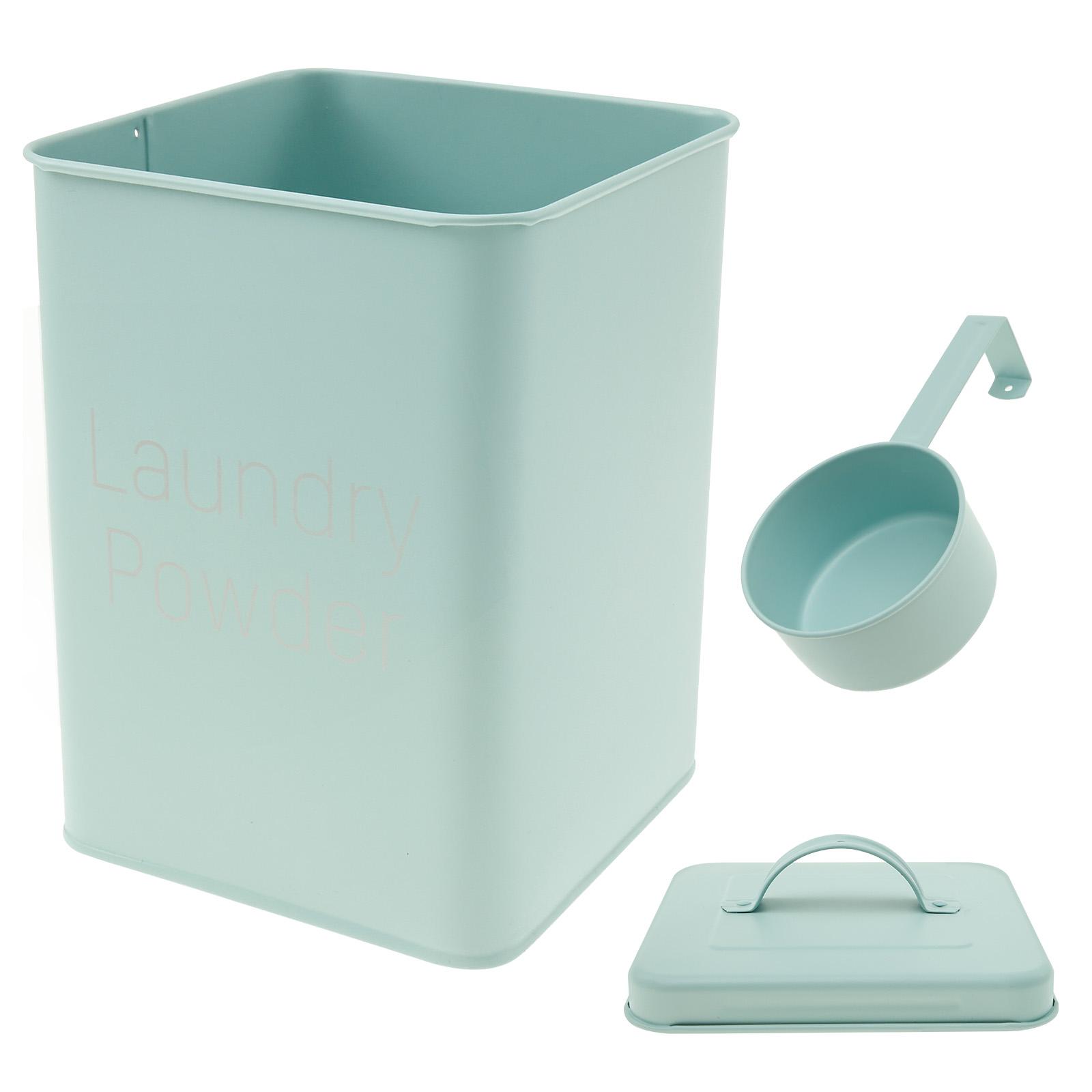 

Metal Washing Powder Storage Box 3L Detergent Storage Container with Portable Handle and Lid for Home Laundry Room світло-зелений колір