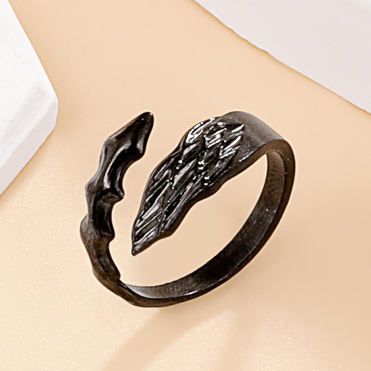 Unisex Stainless Steel Ring: Dark, Irregular Texture, Wide Band - Perfect for Halloween Gift