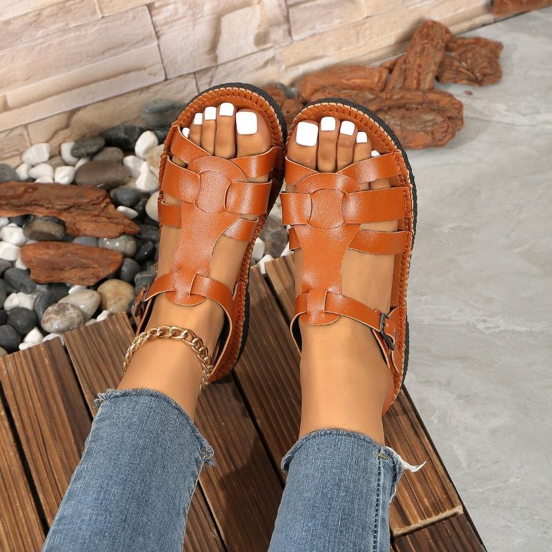 Sommer Römische Flache Schuhe Damenschuhe Flache Ferse Urlaub Strand Mode Hundert Sandalen Frauen